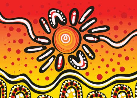 Bright vector art that reflects aboriginal culture in a background