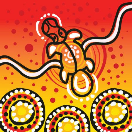 A bright and colorful aboriginal vector artwork with platypus