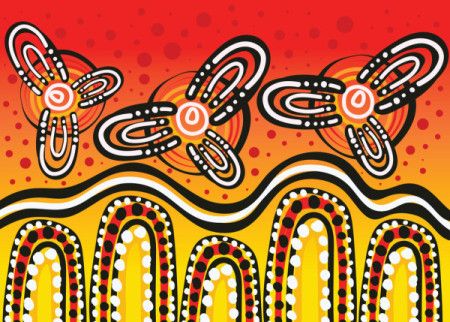 A background that features bright vector dot art inspired by aboriginal traditions