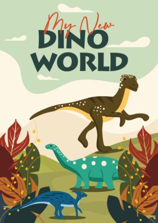 Dinosaurs stories book cover illustration for kids