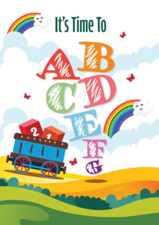 Vector Illustration of a Fun and Educational Book Cover for Kids' Alphabet