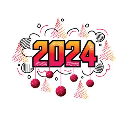 Happy new year 2024 card design illustration