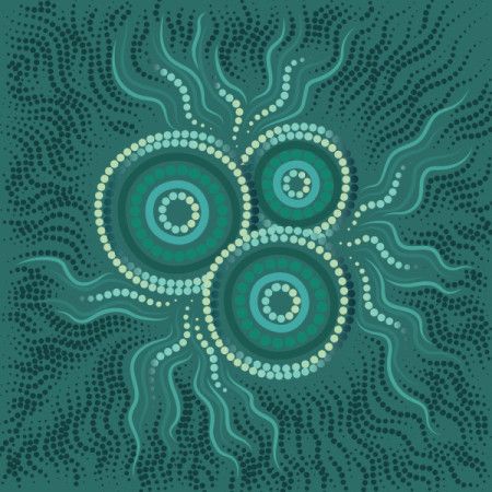 Indigenous style green background image with dot design