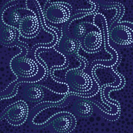 Aboriginal style gradient blue doted vector background