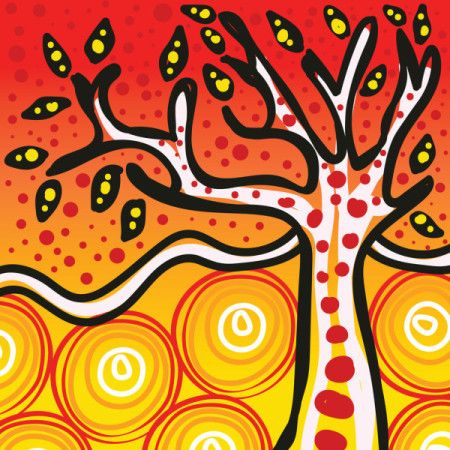 A background with aboriginal-style vector nature artwork