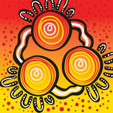 Aboriginal vector connection concept artwork illustration in bright colors
