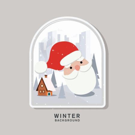 Winter graphic illustration with Santa