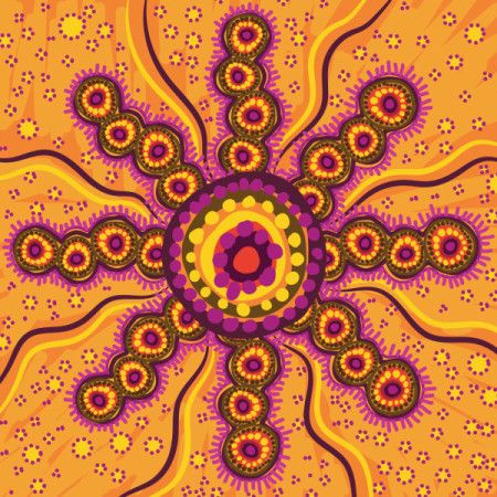Aboriginal-inspired vector dot painting illustration