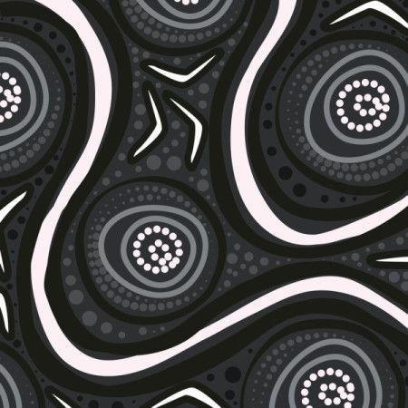 Black and white vector dot art background in aboriginal design
