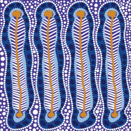 Blue background design with aboriginal-style vector dot artwork