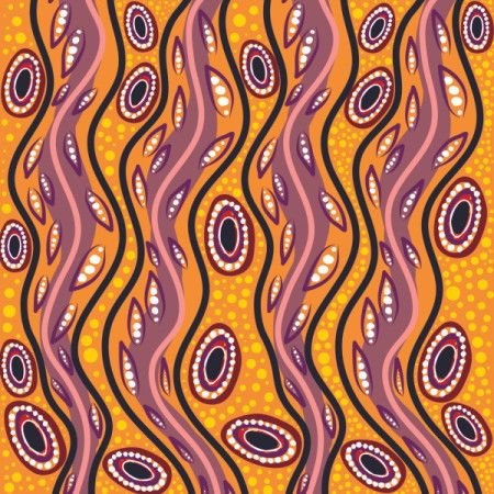 Yellow aboriginal-inspired vector dot art for background