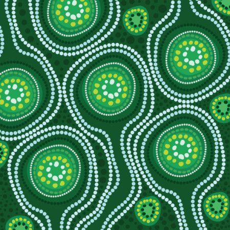Green vector dot art background in aboriginal design