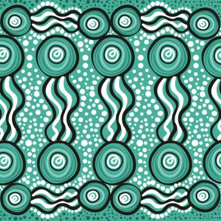 Green pattern background illustration with aboriginal style design