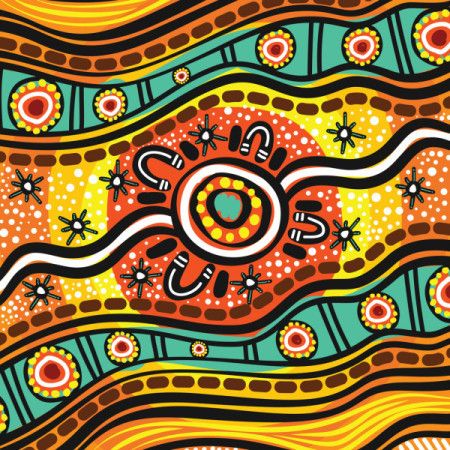 Aboriginal-inspired vector painting illustration with bright colors