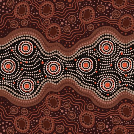 Dot art inspired brown artwork illustration in aboriginal style