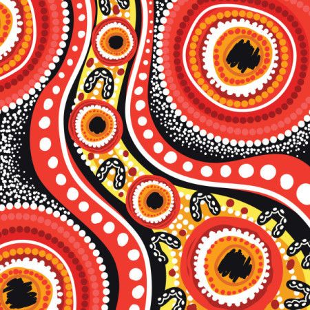 Artistic illustration with dot art motifs from aboriginal culture