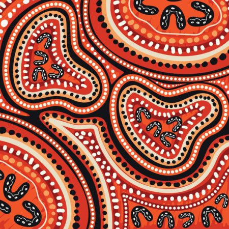 Aboriginal style artwork illustration with dot art motifs