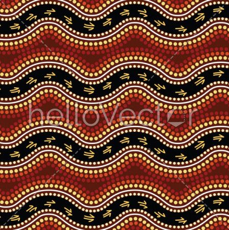 Aboriginal art vector background with kangaroo track