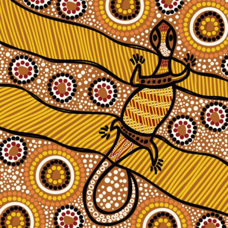 Crosshatch style aboriginal lizard painting illustration