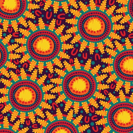 Background illustration with Aboriginal dot art pattern design