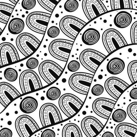 Aboriginal art inspired background design in black and white