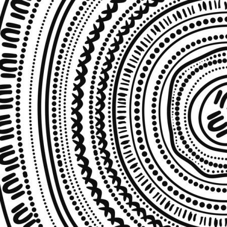 Hand drawn Aboriginal dot art background in black and white