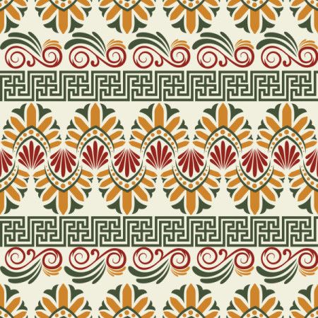 Colorful Greek Floral Pattern Vector Design
