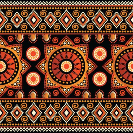 Bohemian style vector border design in tribal colors