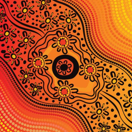 Artwork with dot art motifs in Aboriginal style illustration