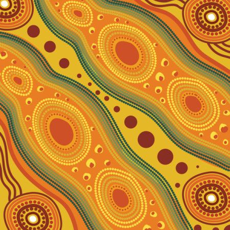 Illustration of Aboriginal style artwork with dot art motifs