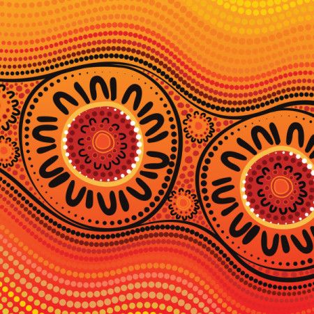 Dot art motifs in Aboriginal style artwork illustration