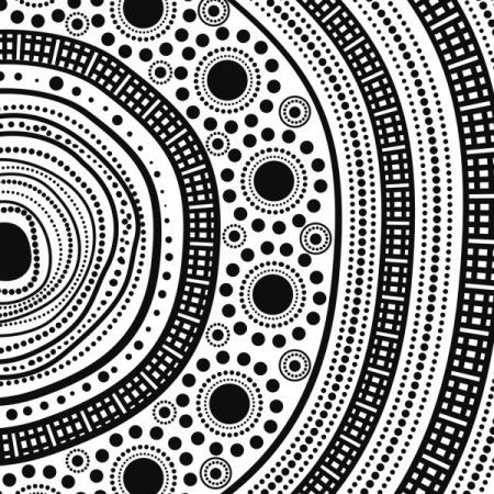 Aboriginal style illustration with black and white dot art