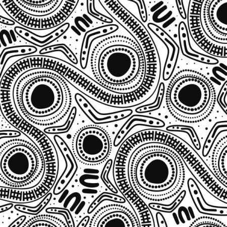 Illustration of Aboriginal style black and white dot art