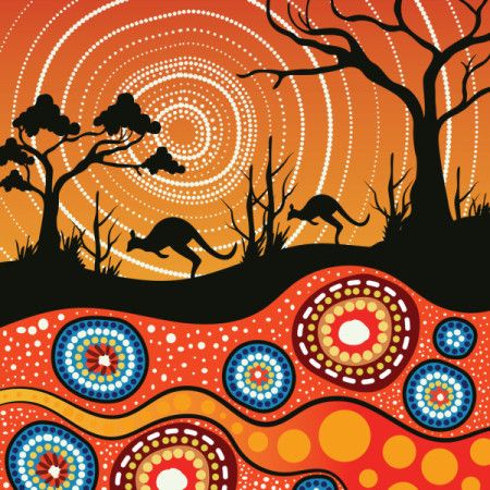 Aboriginal Vector Painting Depicting Nature's Beauty
