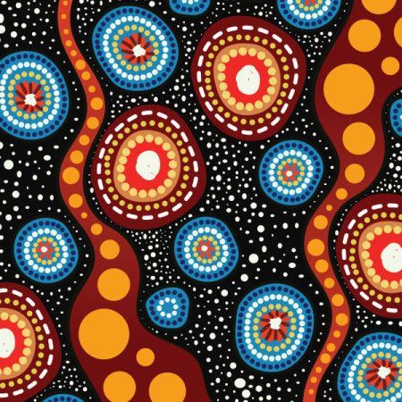 Aboriginal style illustration of artwork inspired by dot art