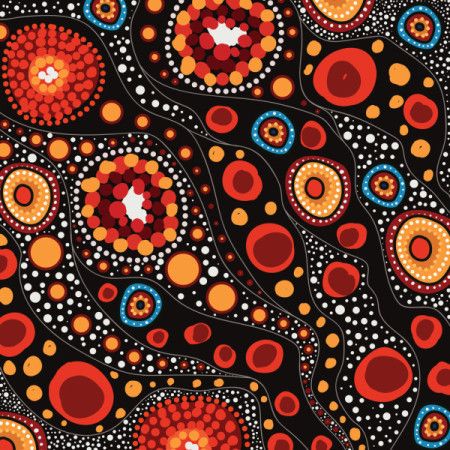 Artwork illustration in the style of Aboriginal dot art