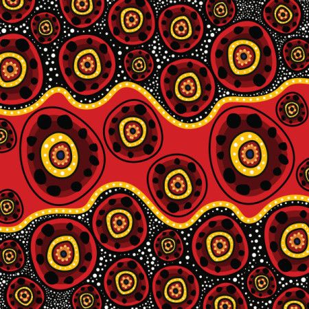 An artistic illustration showcasing splendid dot circle designs of aboriginal heritage