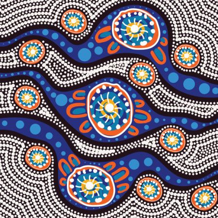 An artistic illustration featuring beautiful dot motifs of aboriginal origin