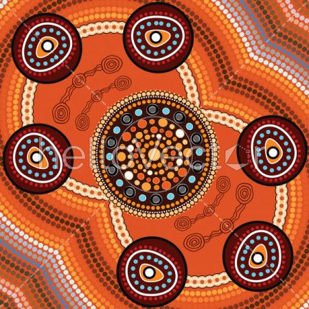 Aboriginal art vector painting. Connection concept