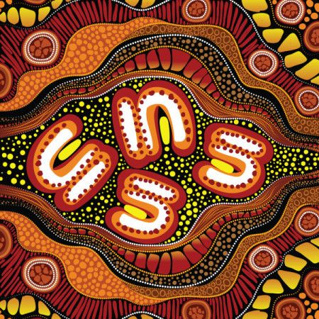 Aboriginal artwork illustration with dot art motifs