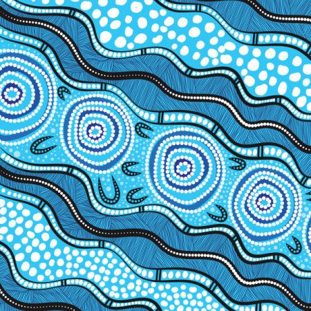 Painting illustration with dot art in aboriginal style