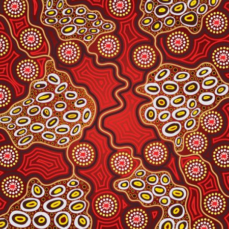Background illustration with dot art in aboriginal style