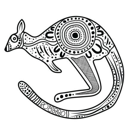 Kangaroo sketch, adorned with aboriginal dot design