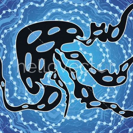 Aboriginal art vector background depicting jellyfish