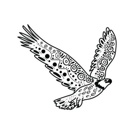 Flying eagle line art with aboriginal dot design