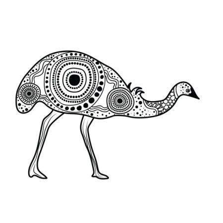 Emu sketch illustration inspired by Aboriginal dot art