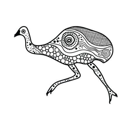 Dot art inspired Aboriginal Emu design sketch