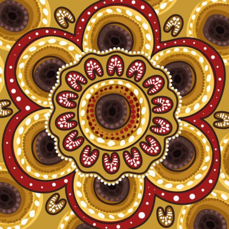 Vector background showcases a traditional Aboriginal dot motif