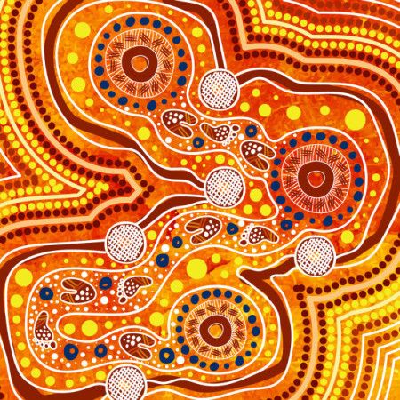 A digital painting created with Aboriginal dot art techniques in vector format.