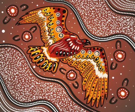 Flying eagle aboriginal dot artwork illustration